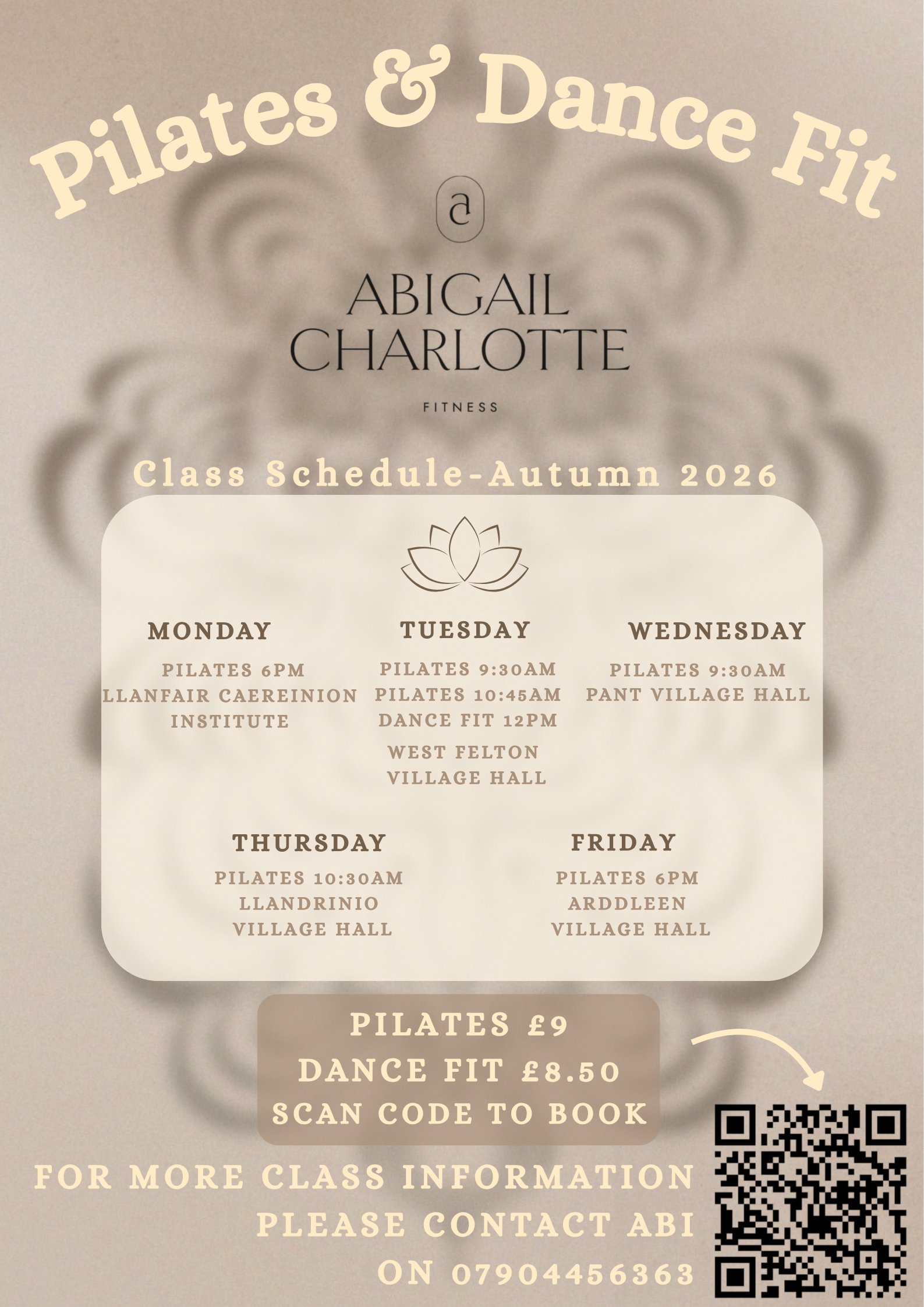 Abigail Charlotte Fitness — Class Schedule Flyer 1